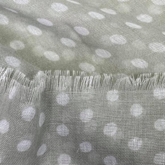 Lightweight Gray Viscose Infinity Scarf with White Polka Dots L35"X W28" - Picture 5 of 9